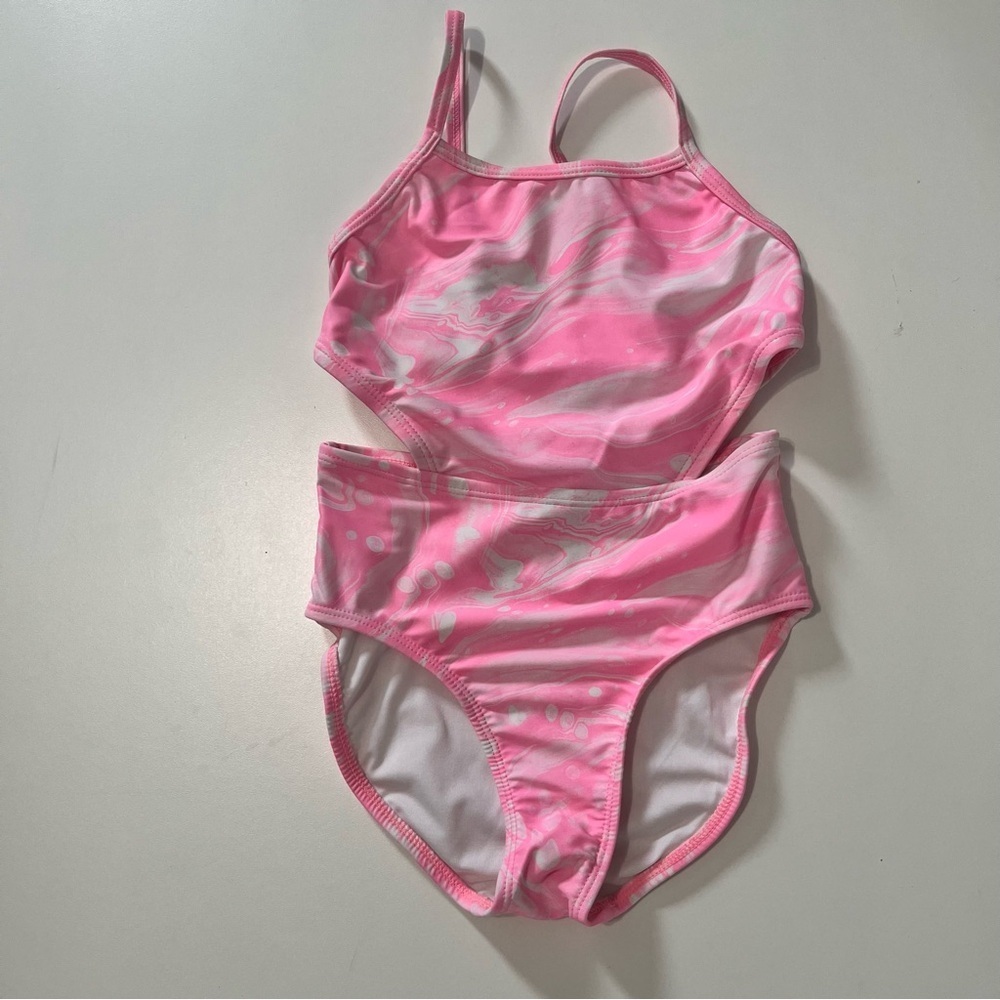 Old Navy Pink and White Kids One Piece Swimsuit